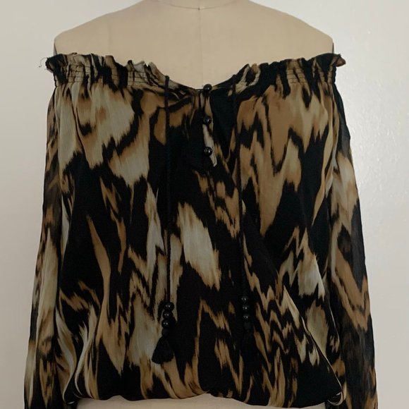 Vintage Animal Print Chiffon Blouse - Picture 1 of 6